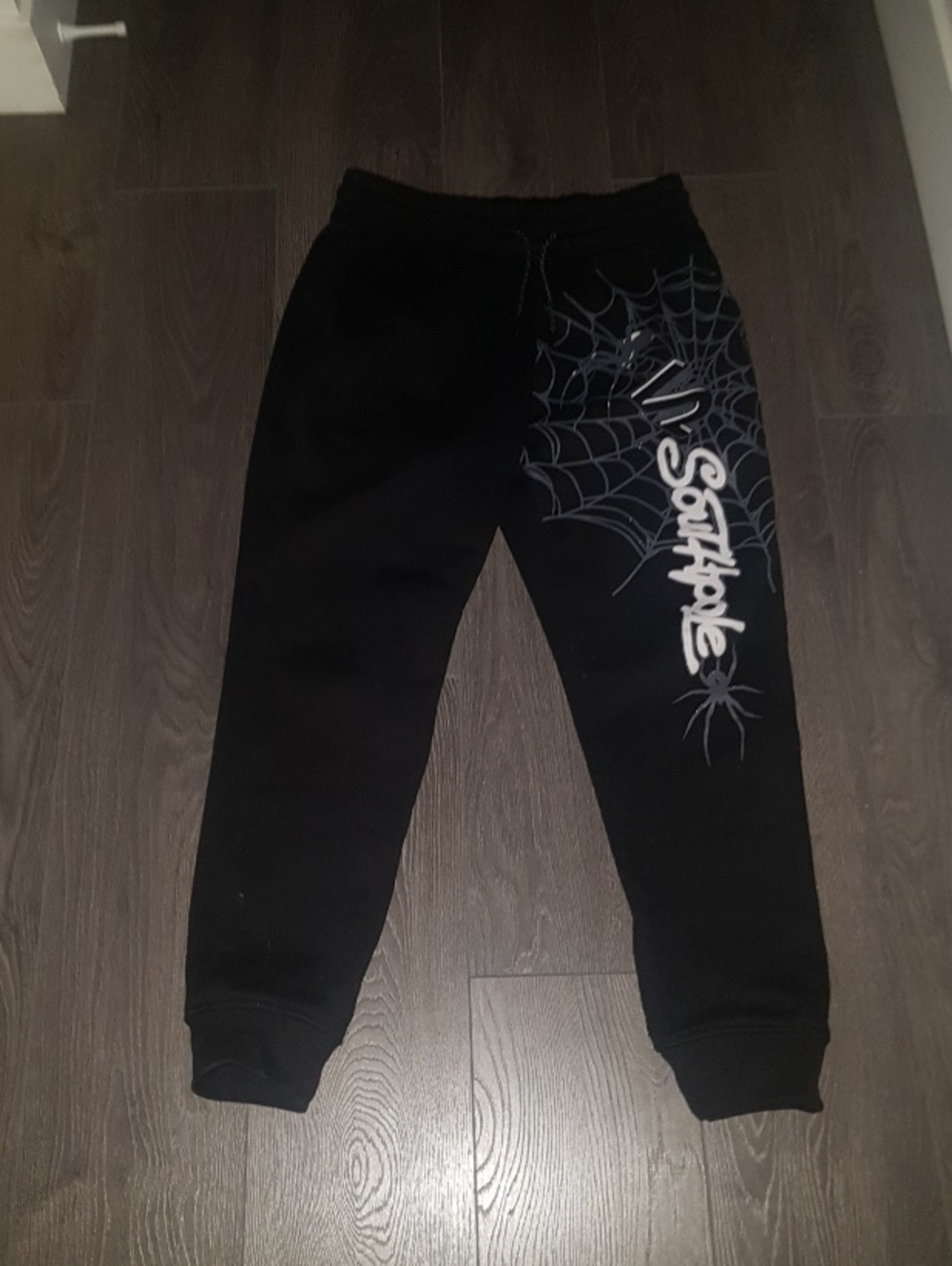 South Pole Black Joggers with Spider Web Graphic